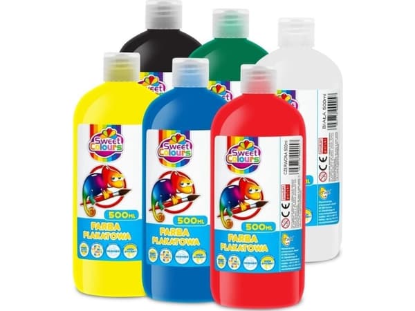 Posterfärger i 500 ml-flaskor (6 färger)