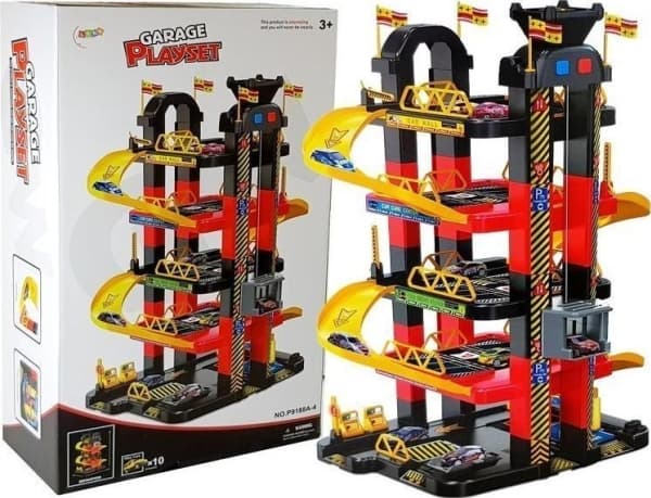 LeanToys Garasje 5-etasjes parkering Heis Batteridrevet 10 Biler Lys