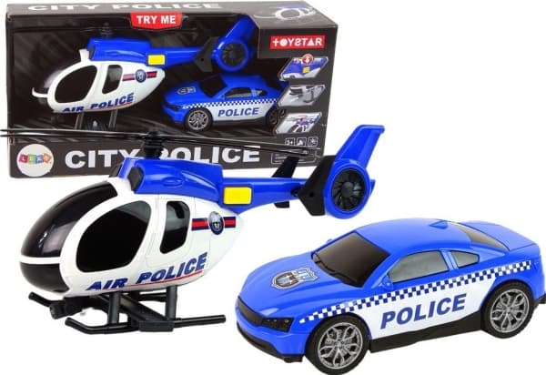 Ajoneuvosarja Helikopteri auto Poliisi ääni sininen LEAN lelut