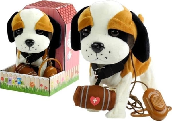 Lean Toys Interaktiv valp St. Bernard i bånd + Buddha