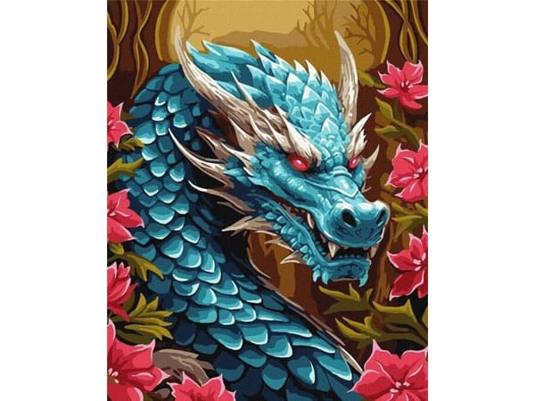 Maleri etter tall - Mektig dragemetall 40x50cm