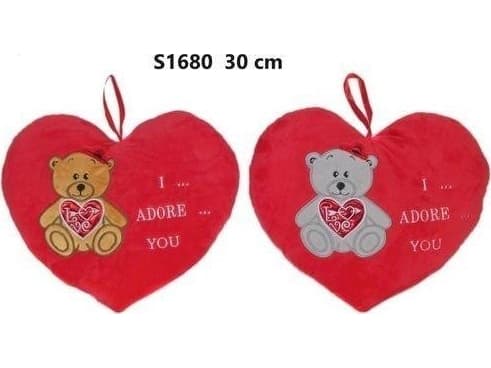 Teddy Bear Heart Pillow 30cm MIX