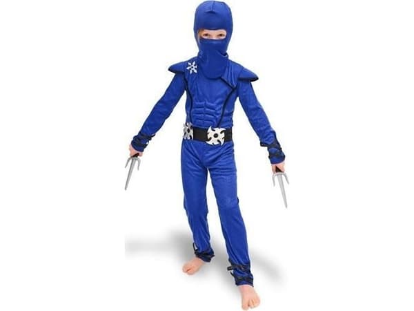 Ninja dräkt blå storlek 116-128cm