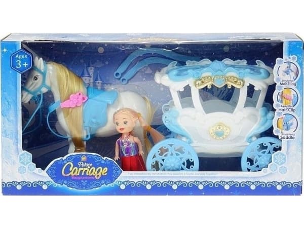 Carriage with horse and doll 7cm