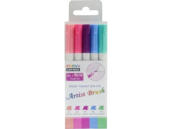 Artist Brush Floral 5 Color Markers