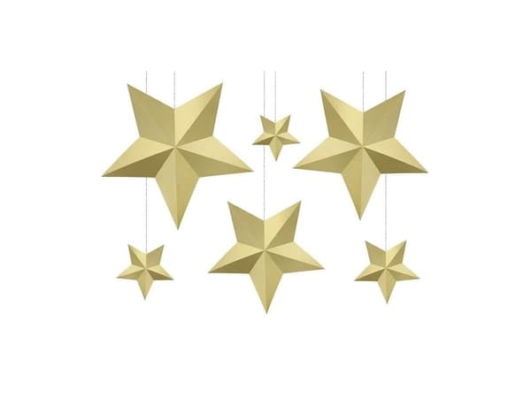 Party Deco Juldekoration - pappersstjärna i guld, 6 st universal