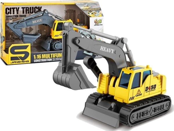 LeanToys Caterpillar grävskopa 1:16 gul rörlig arm