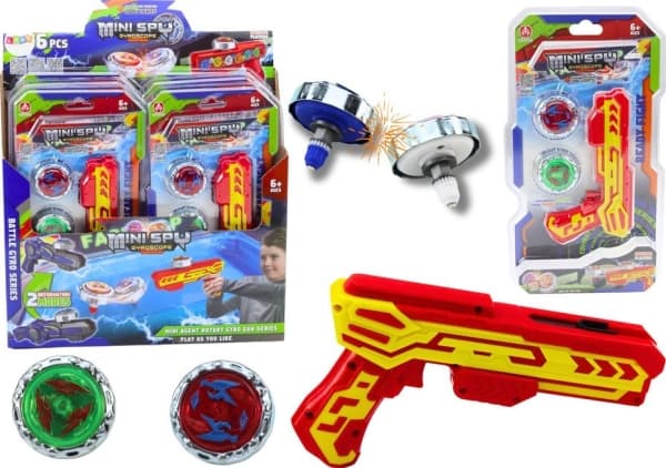 LeanToys Gun Launcher 2 Metal Discs Red Light