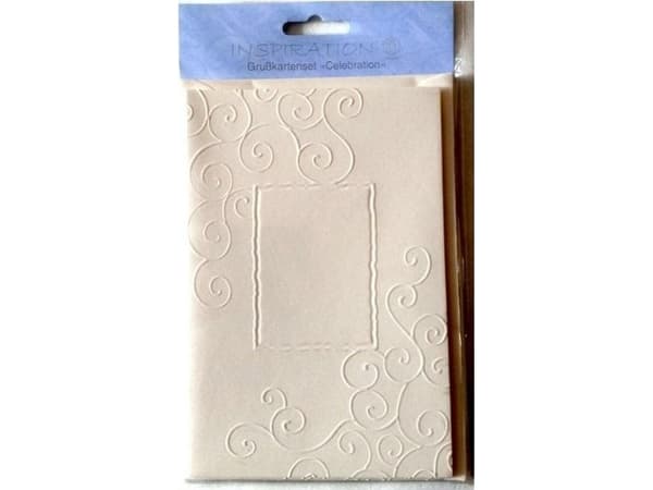 Präglade kort + kuvert ornament creme 03 5st