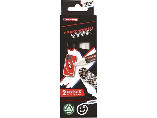 Edding 6900 X Multimarker, Sort, Hvid, Mejselspids, Genanvendt plast, Wood/laminate, 2 mm, 1 cm