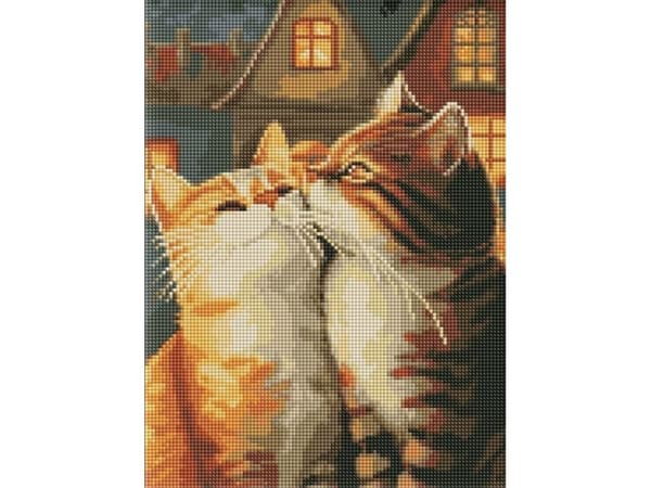 Diamantmosaikk uten ramme - Cats in love 30x40