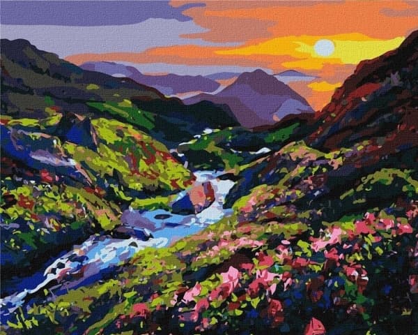 Painting by numbers - Dawn in the mountains 40x50cm