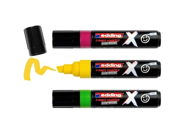 Edding 6900 X Multimarker, Green, Pink, Yellow, Chisel tip, Recycled plastic, Wood/laminate, 2 mm, 1 cm
