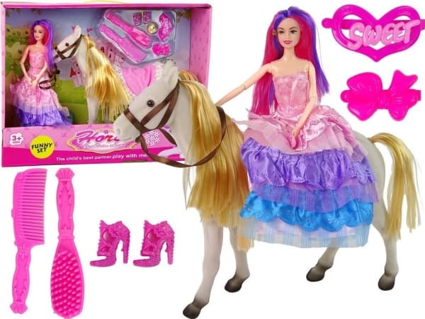 LeanToys Prinsessedukke med hvite ponnifigurer Tilbehør LEAN Leker