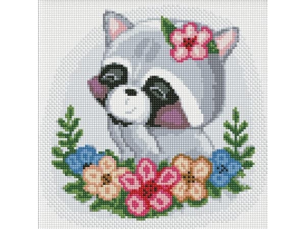 Timantti kehyksetön mosaiikki - Kukka pesukarhu 30x30