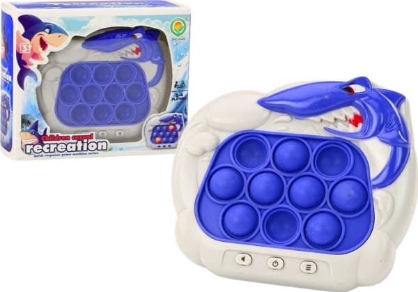 LeanToys Sensory Game Pop-It Shark konsoli Valot Äänet Sininen