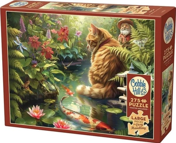 Puzzle 275 XL Koi kalat, kissa ja kääpiö G3