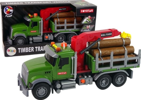 Lastbil Auto Kran Transport Trästockar Ljud LEAN Leksaker