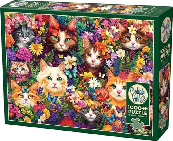 Puslespill 1000 katter blant blomster G3
