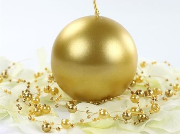 Party Deco Candle ball, metallic, gull, 8 cm, 6 stk