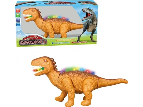 Battery-operated walking dinosaur with voice