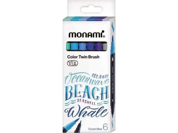 Dubbelsidiga penselpennor 6kol Ocean MONAMI