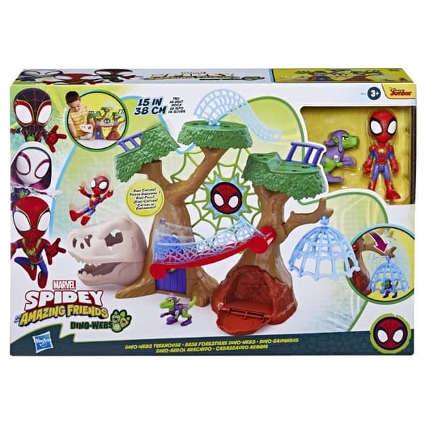 Spidey Dino-Webs Forest Base Playset, Superhjältefigurer och tillbehör, från 3 år och uppåt, Spidey and Friends