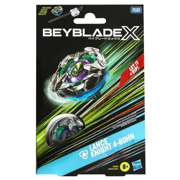 Beyblade X Startpaket Lance Knight 4-80HN, med tävlingstopp och launcher, Leksaker för barn från 8 år.