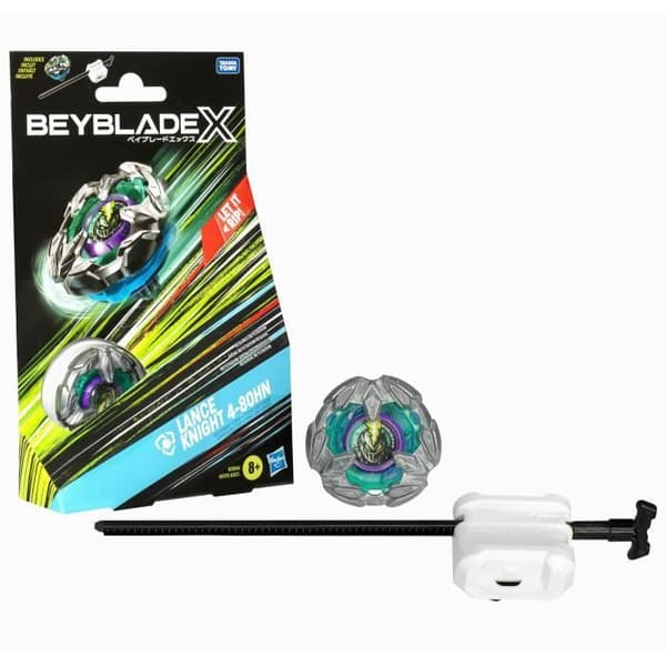 Beyblade X Startpaket Lance Knight 4-80HN, med tävlingstopp och launcher, Leksaker för barn från 8 år.