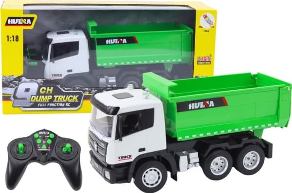 RC kauko-ohjattava kippiauto 1:18 vihreä