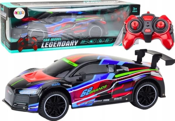 LeanToys RC urheiluauto 1:10 25km/h valot musta