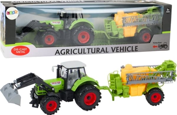 LeanToys Lantbrukstraktor Grävmaskin med spruta Driven Grön
