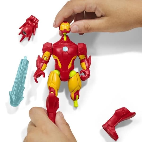 MixMashers Iron Man, 12 cm anpassningsbar statyett att mixa och matcha med tillbehör, Marvel, från 4 år