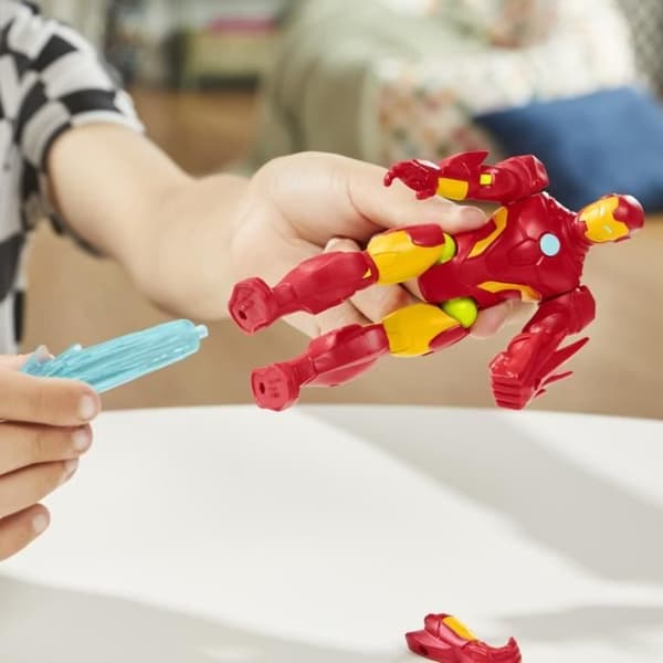 MixMashers Iron Man, 12 cm anpassningsbar statyett att mixa och matcha med tillbehör, Marvel, från 4 år