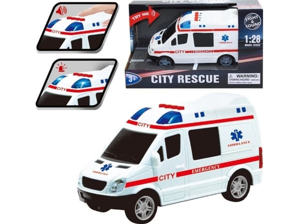 AMBULANSE MED LYS OG LYD 1STK