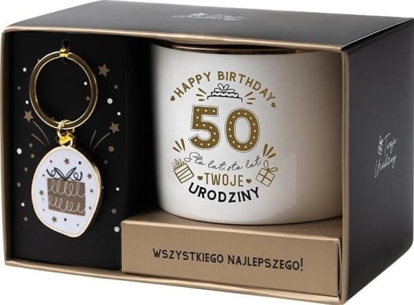 50-årspresent set vitt och guld