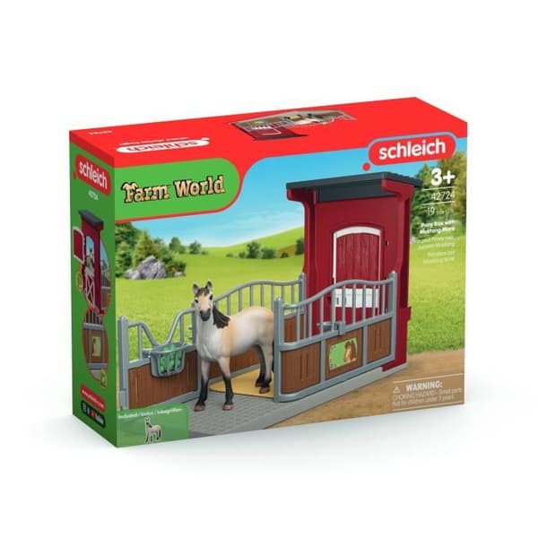 Coffret Box med Mustangsto, Realistisk figur, Storlek 24 cm, SCHLEICH 42724 Farm World, Från 4 år
