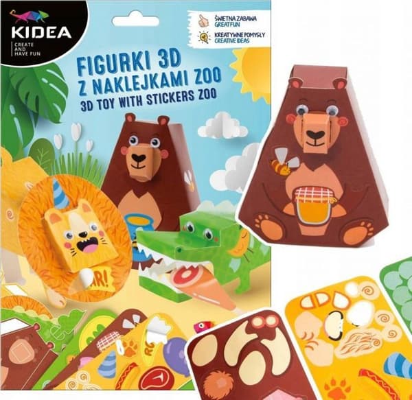 Figurine miniatur - miniatyrfigur Derform - F3DNZOKA - ZEST KREAT FIGURINER KLISTERMÄRKEN ZOO 3D 180X260 KIDEA