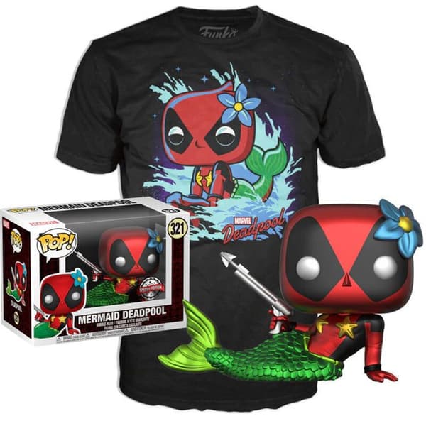 Figurine Funko POP & t-shirt Marvel Deadpool Sjöjungfru Exklusiv