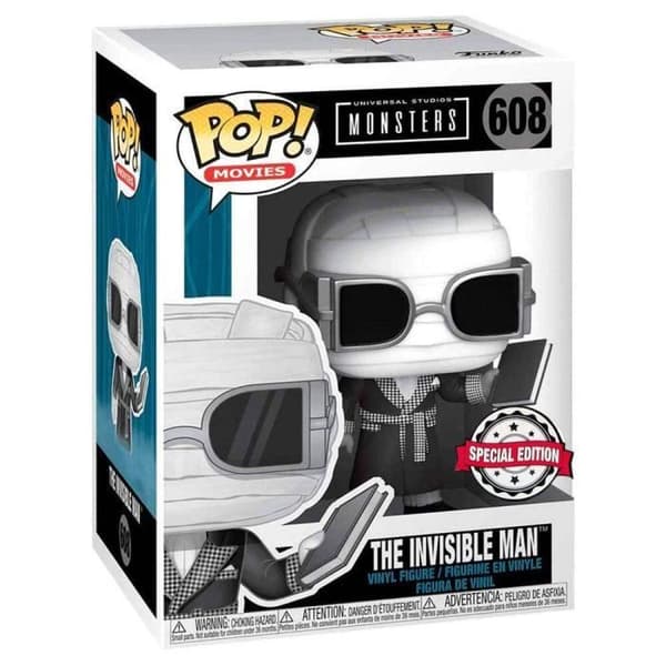 Figurine POP Universal Monsters Osynliga Mannen Svart och Vit Exklusiv - - - Ocio Stock