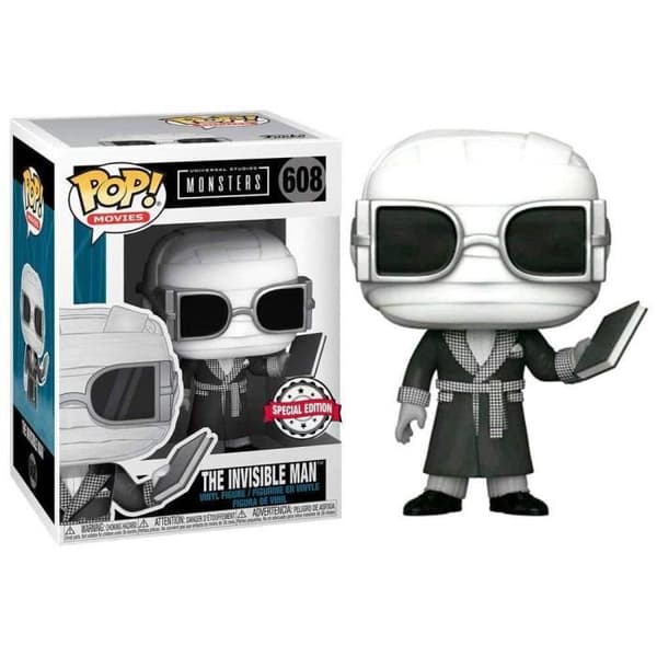 Figurine POP Universal Monsters Osynliga Mannen Svart och Vit Exklusiv - - - Ocio Stock