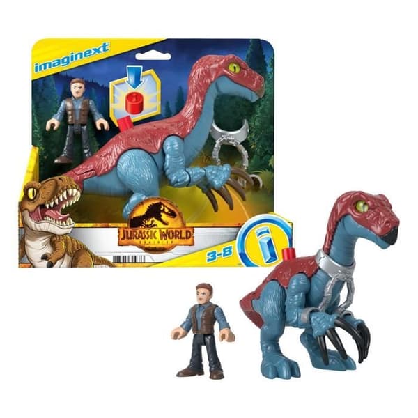 FISHER - PRICE IMAGINEXT - Jurassic World - Slasher Dino och Karaktär - Actionfigur för tidig ålder - 3 år och uppåt