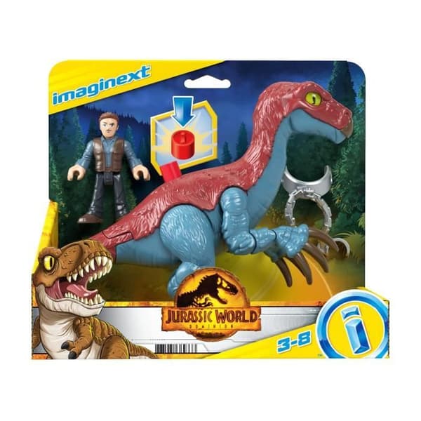 FISHER - PRICE IMAGINEXT - Jurassic World - Slasher Dino och Karaktär - Actionfigur för tidig ålder - 3 år och uppåt