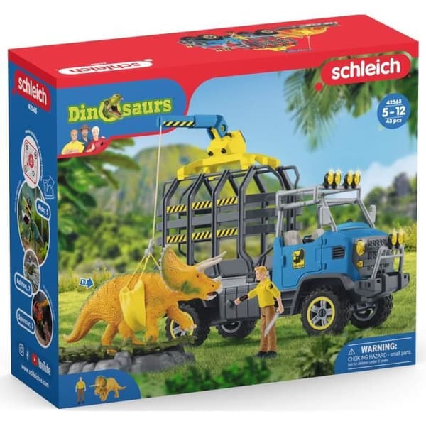 Dino Transport Mission, 43-delat set med Triceratops figur- och transportbil, dinosaurieleksaker för barn