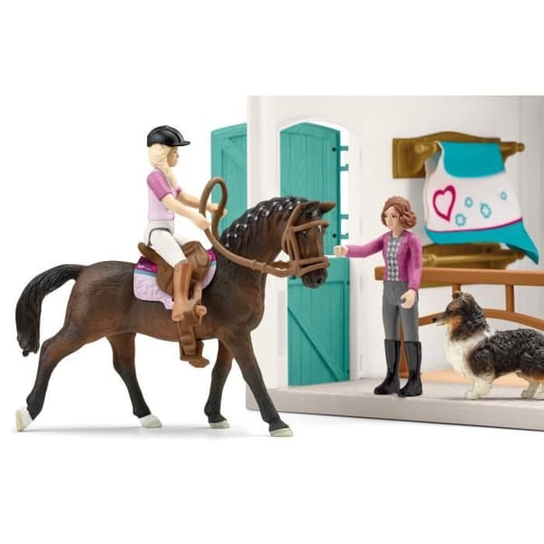 Ridbutik för schleichhästar, Schleichbox med 67 element ingår inklusive 1 schleichhäst, figurbox