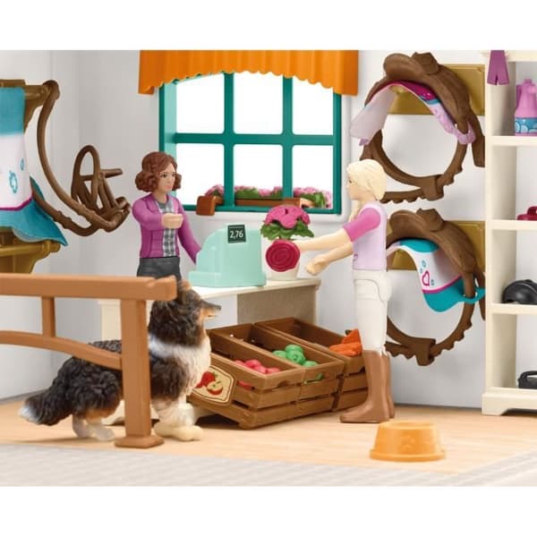 Ridbutik för schleichhästar, Schleichbox med 67 element ingår inklusive 1 schleichhäst, figurbox