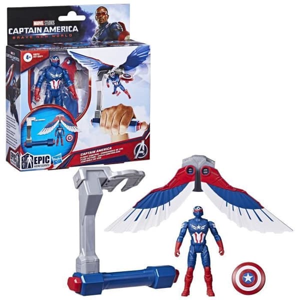 Captain America Flight Control Figure, Marvel Epic Hero Series Captain America: Brave New World, Ages 4 and Up