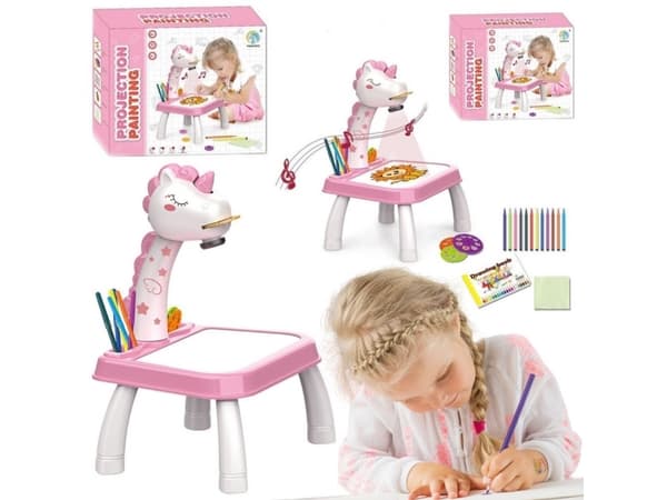 Projektor Lean Toys Enhjørning Projektor Malebord Rosa Tavle