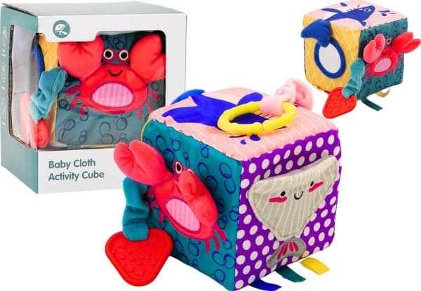 LeanToys Sensory Cube Marine Animals Rustling Interaktiivinen kasvatuslaite