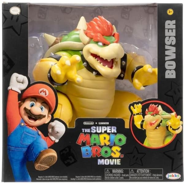 Bowser elektronisk statyett - JAKKS PACIFIC - Mario Movie - 18 cm - spottar röd ånga